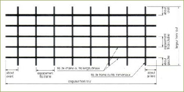 Panneau grille serrurier clair dimension 2000 x 1000 m en maille de 50 x 50  en fil de 4.